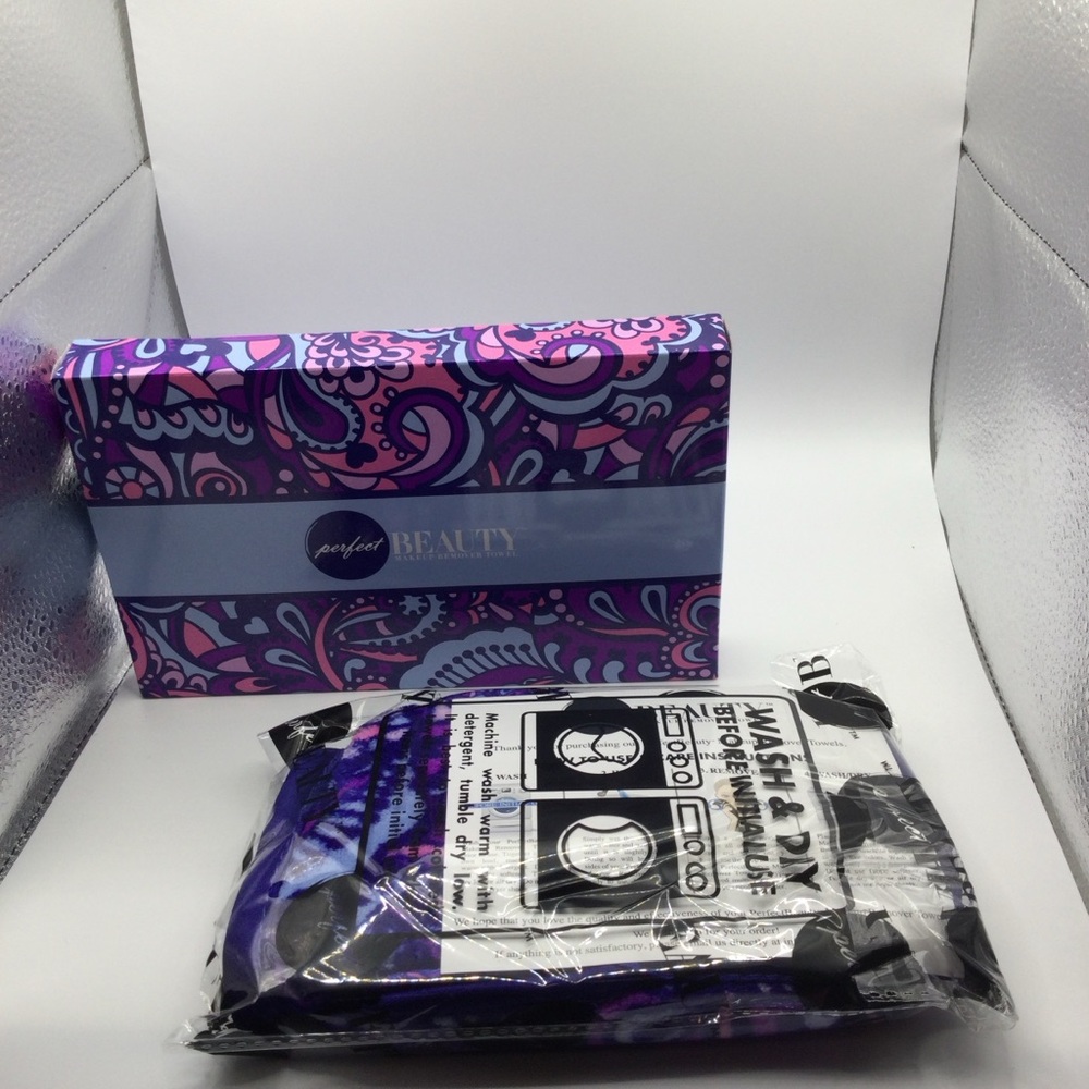 Perfect beauty 3 piece makeup remover towel set paisley blue purple and pink - Picture 8 of 11